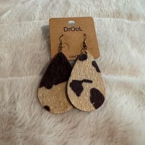 Brown and Cream Teardrop Earrings